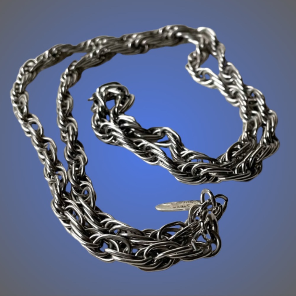 Vintage silvertone Whiting & Davis rope chain necklace